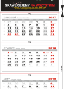 KALENDARZ TRÓJDZIELNY LUX